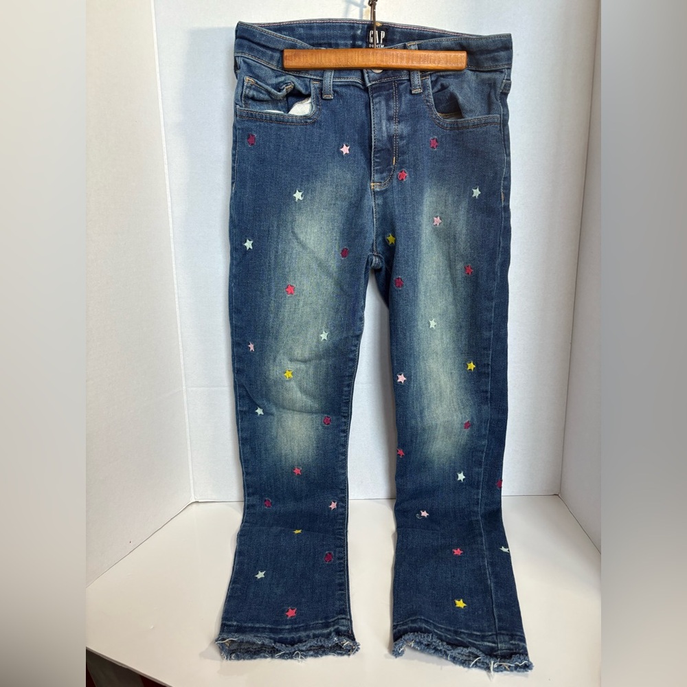 GAP Girls High Rise Ankle Jeggings | Size 12 | Star Embroidered | Raw Hem